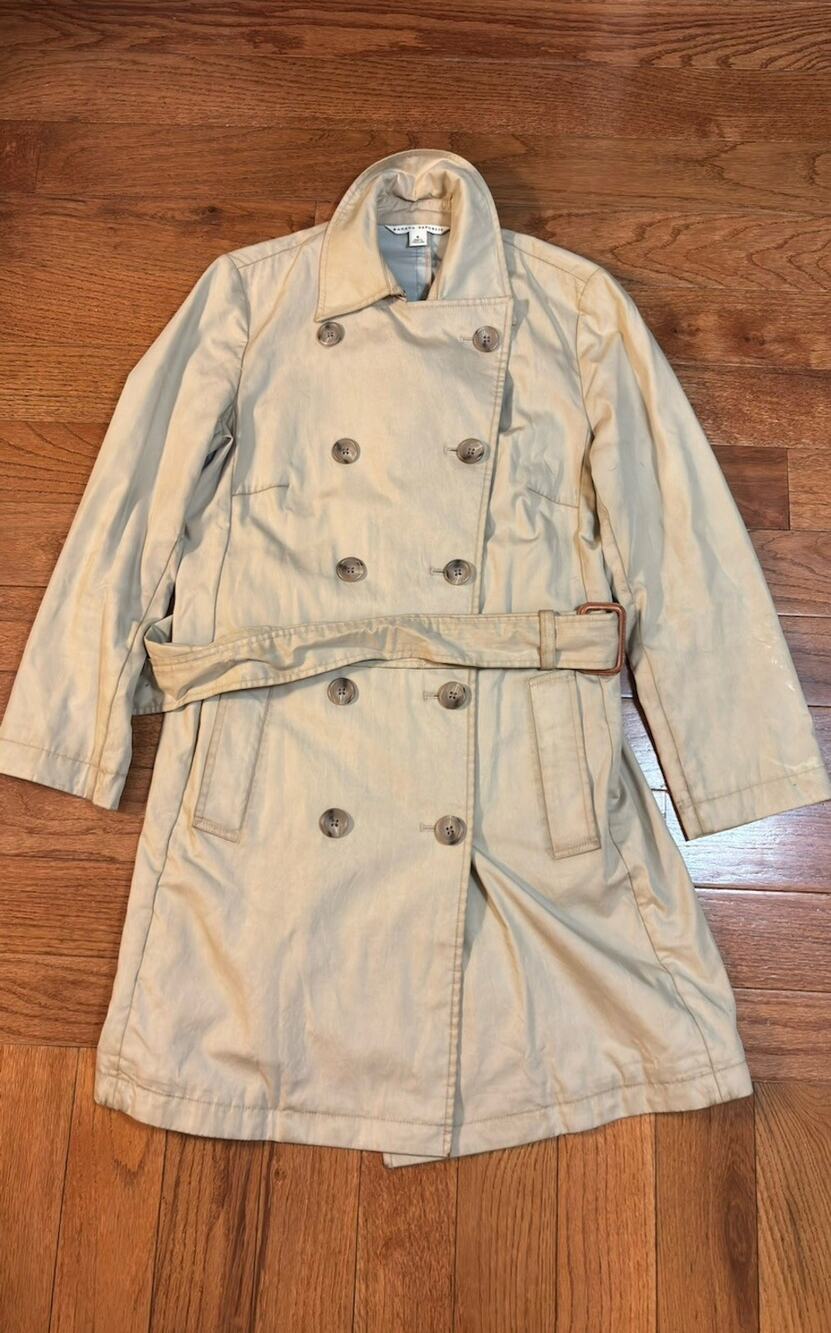 Banana Republic Women’s Beige Belted Trench Coat Button Pockets Size S